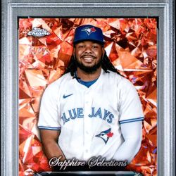 Card name - 2024 TOPPS CHROME SAPPHIRE SELECTIONS VLADIMIR GUERRERO JR. ORANGE PSA 10 Pop 1 #12/25