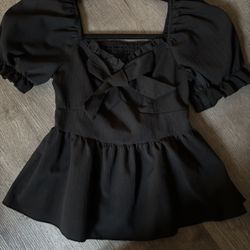 Black bow babydoll Style top