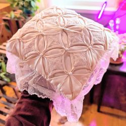 Vintage Wedding Ring Pillow Satin Lace Pearl