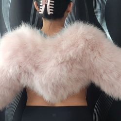 alexander mcqueen Bolero Shawl Scarf  Feathers  Pink Jacket Vintage