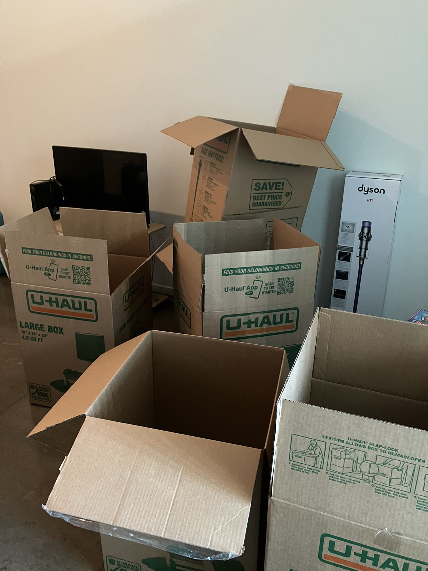 Six Large U-Haul Moving Boxes