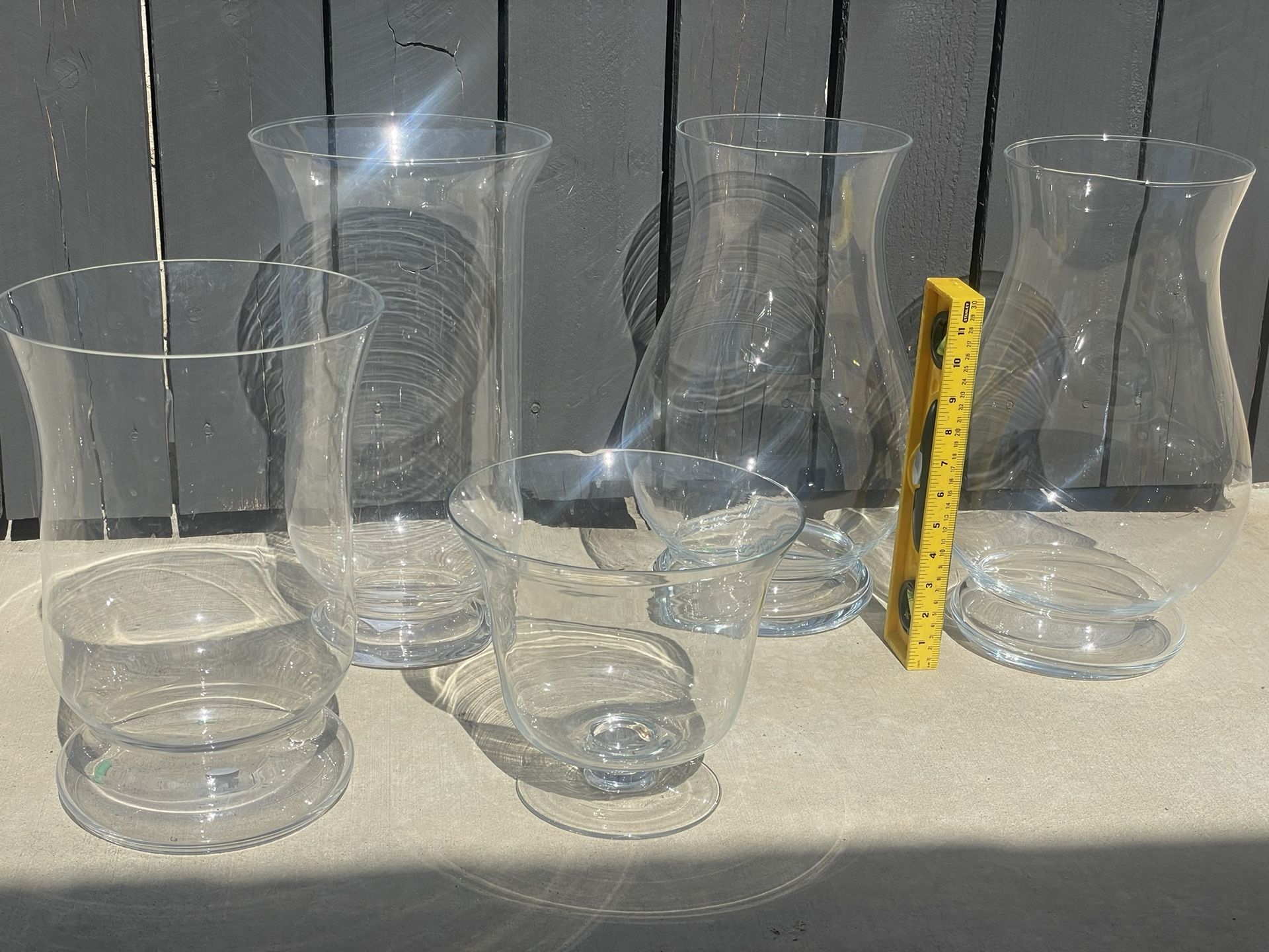 5 Clear Vases