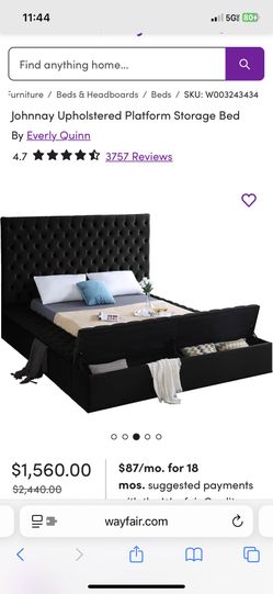 Tufted King Bed With Storage 600$ OBO Negotiable
