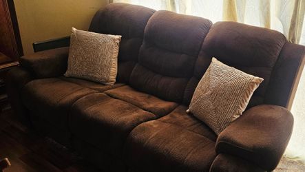 Dual Reclining Brown Microfiber Sofa Couch