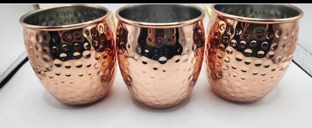 Moscow Mule Mugs Set of Hammered Cups Stainless Dimple Style
