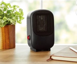 Mainstays Personal Mini Heater 400W Black Portable Ceramic Heater Tip-Over