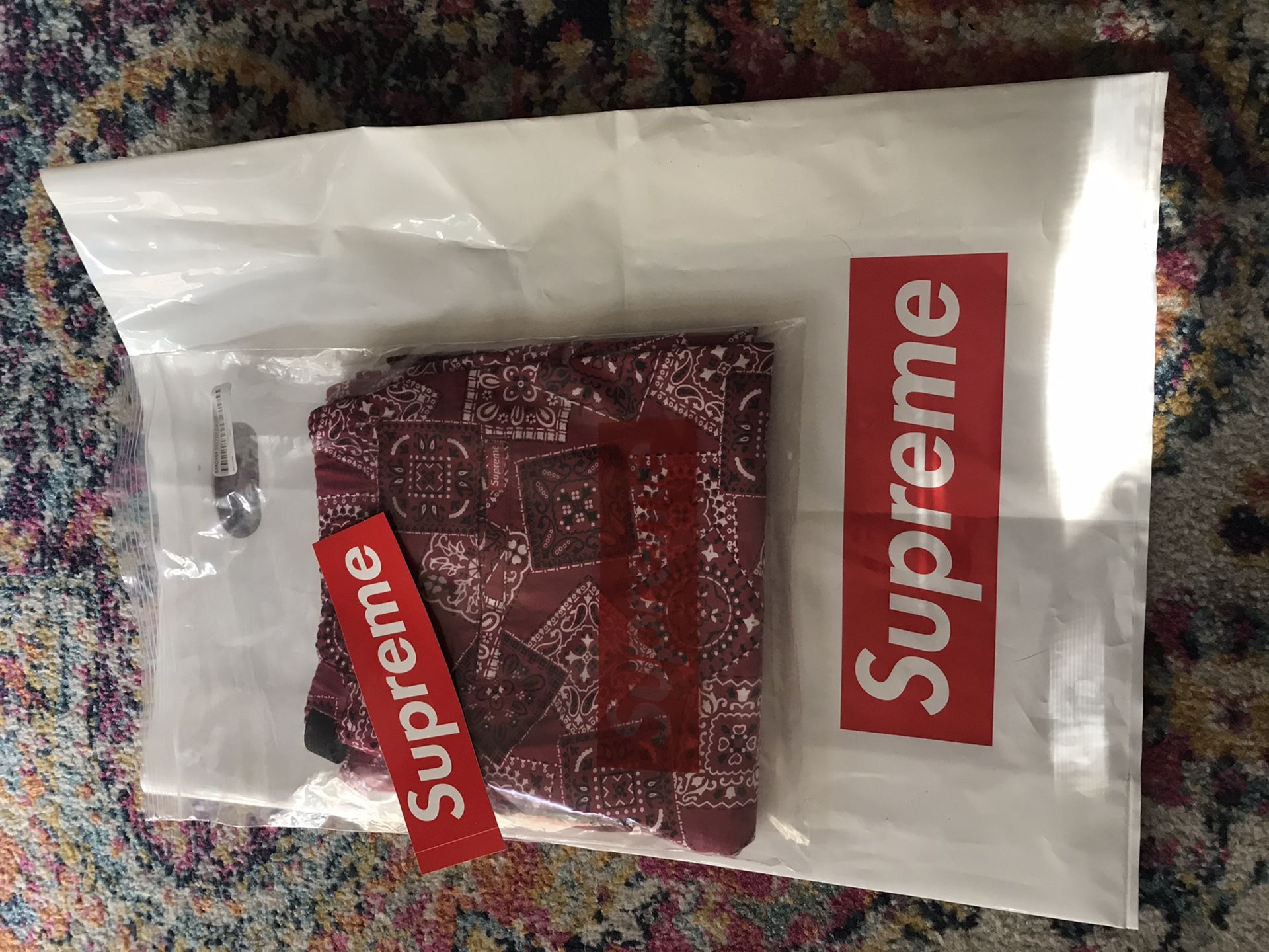 Brand New Red Supreme bandanna shorts size large
