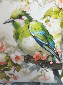 Green bird throw pillow cushion
