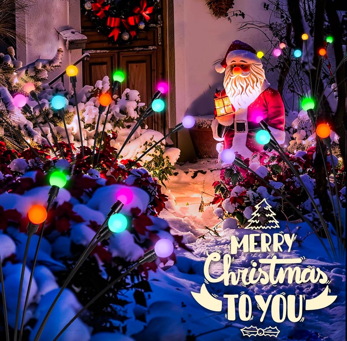 Christmas Solar Lights Outdoor Decoration, Waterproof Xmas Outdoor Lights Decor for Yard, Patio, Garden, and Front Porch, 20 LEDs Swing with The Wind 