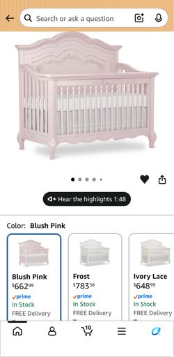 rail Aurora Blush Pink Double Dresser (7-Drawer ) crib, changing table and side rail