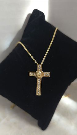Gold Plated Our Lady of Guadalupe Cross Pendant Necklace