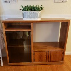 Solid Wood TV Stand With Wheels 