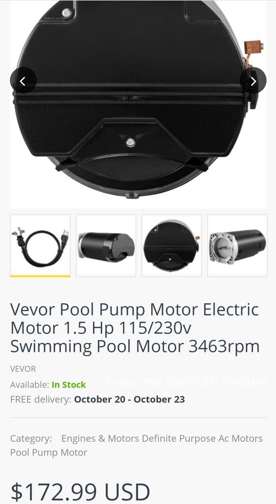 Pool Pump Motor 1.5HP