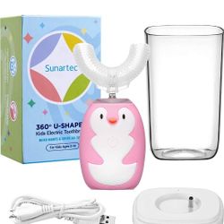 Electric 360 Toothbrush for Kids Teeth Whitening Kits with Voice Prompt, 3 Modes Gums Care Sonic Toothbrushes for Children

