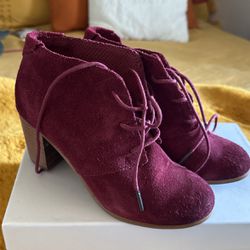 Red Booties Suede Leather 