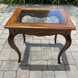 Side Table Oak Glass top