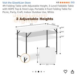 Adjustable Height Folding Table—like new