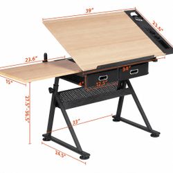 Adjustable Drafting Table Drawing Table Artist Desk Tilting Tabletop Art Craft Desk