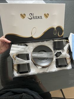 6 Cup And Saucer Espresso Coffee Set