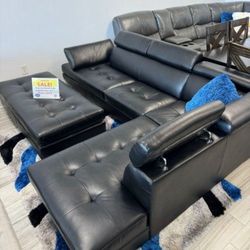 Spring blew out sale. Ibiza black sectional with ottoman only $899. Easy finance option. Same-day delivery.
