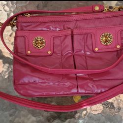 Marc By Marc Jacobs Women's Hot Pink Percy Crossbody Turn Lock Leather Hand Bag