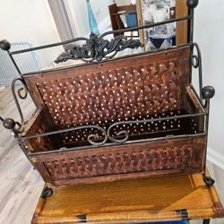 Wicker Wood Iron Magazine Holder But Has Multi Use  Great Condition  35Obo