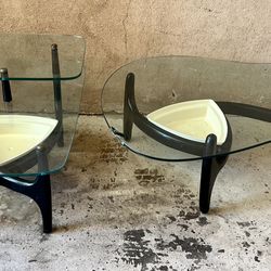 Mid Century Modern Glass Coffee Table And End Table 