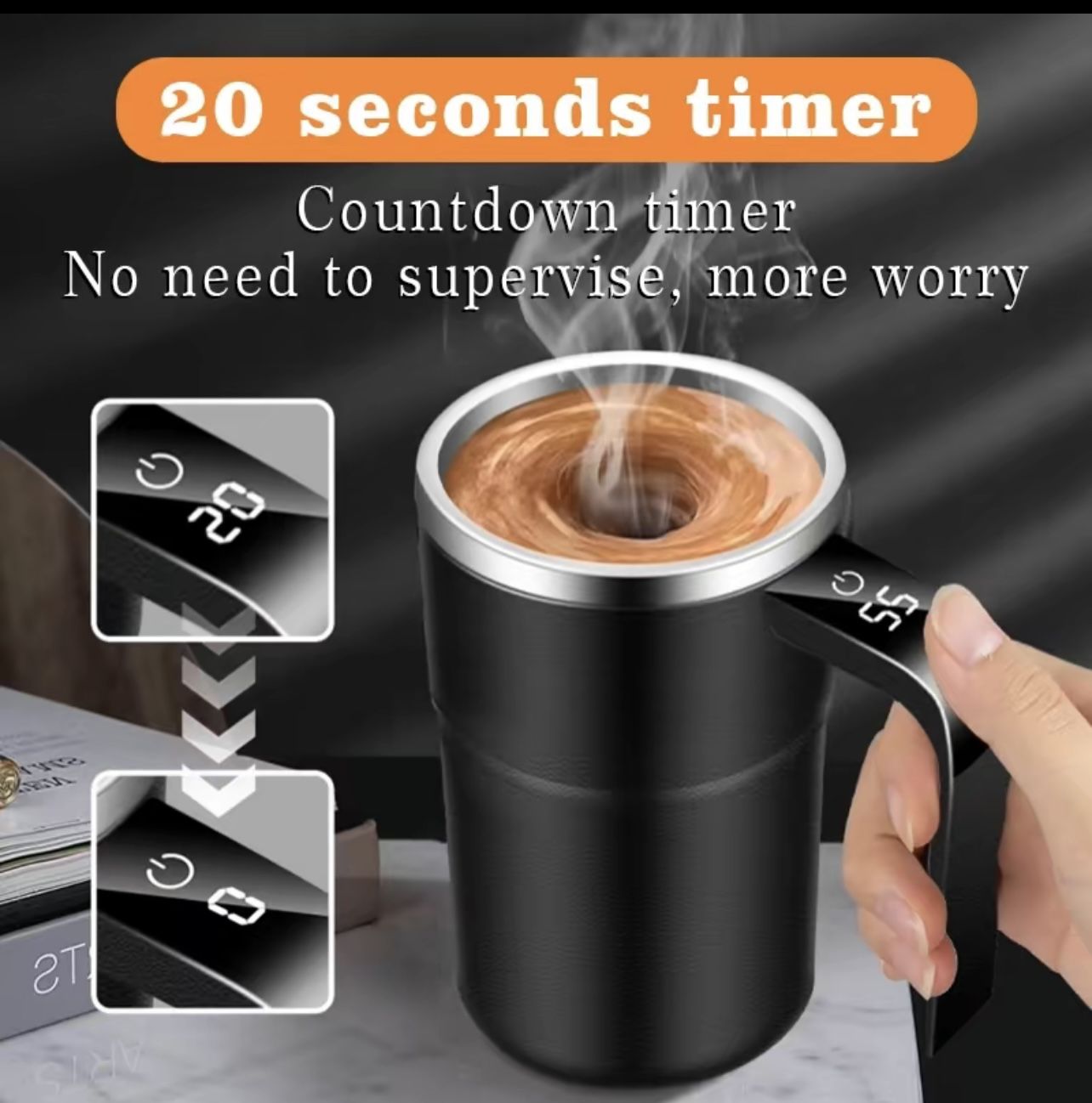Electric Self-Stirring Mug, Mixer Mug with LED Display Temperature,