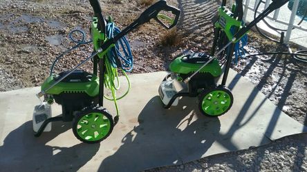 Greenworks pressure washers 200psielectric with wands & attachments 110.00 each