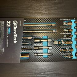 DURATECH 22-Piece Drive Tool Accessory Set, Includes 1/4-Inch, 3/8-Inch, and 1/2-Inch Extension Bars, Socket Adapters, Universal Joints, and Spark Plu