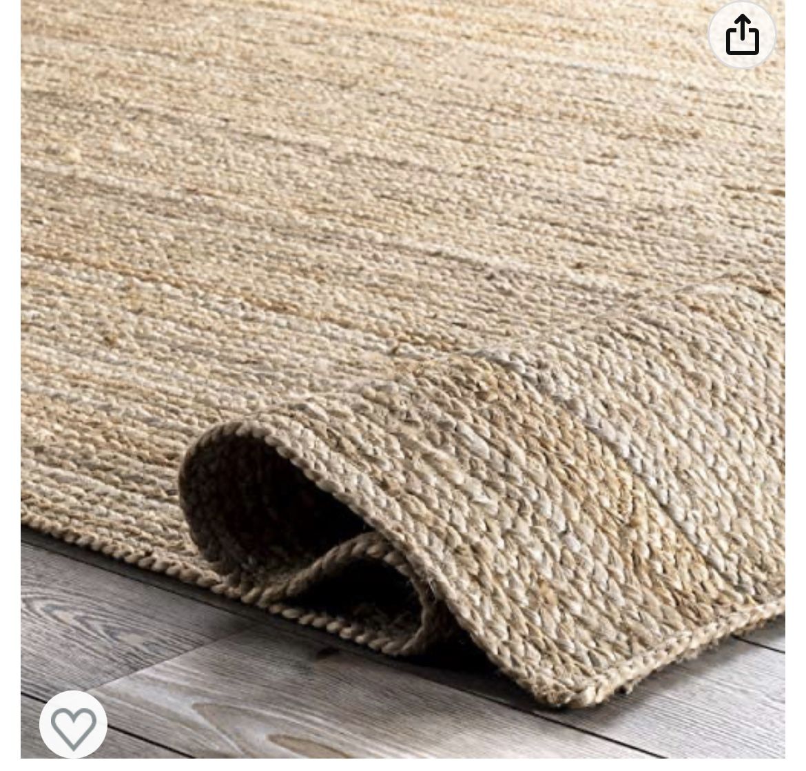 Hand Woven Farmhouse Jute Area Rug, 8' x 10', Natural for Sale in Fort