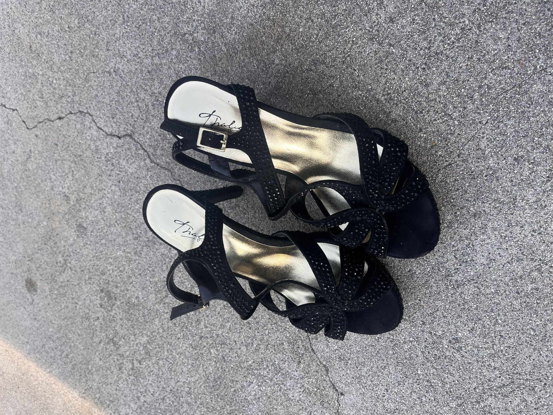 Black Rhinestone Heels 7.5