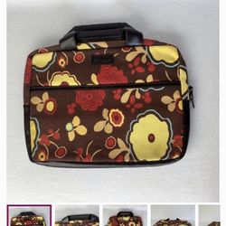 Slim Brief Notebook Laptop Carrying Case Brown Flora Pacific Design