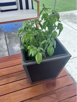 Black speckled plank vinyl outdoor planter