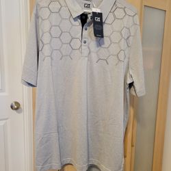 Mens Dressy Actiwear Shirt Lgt Gray Size Lge By Cutter& Buck 3 Front Snaps NEW