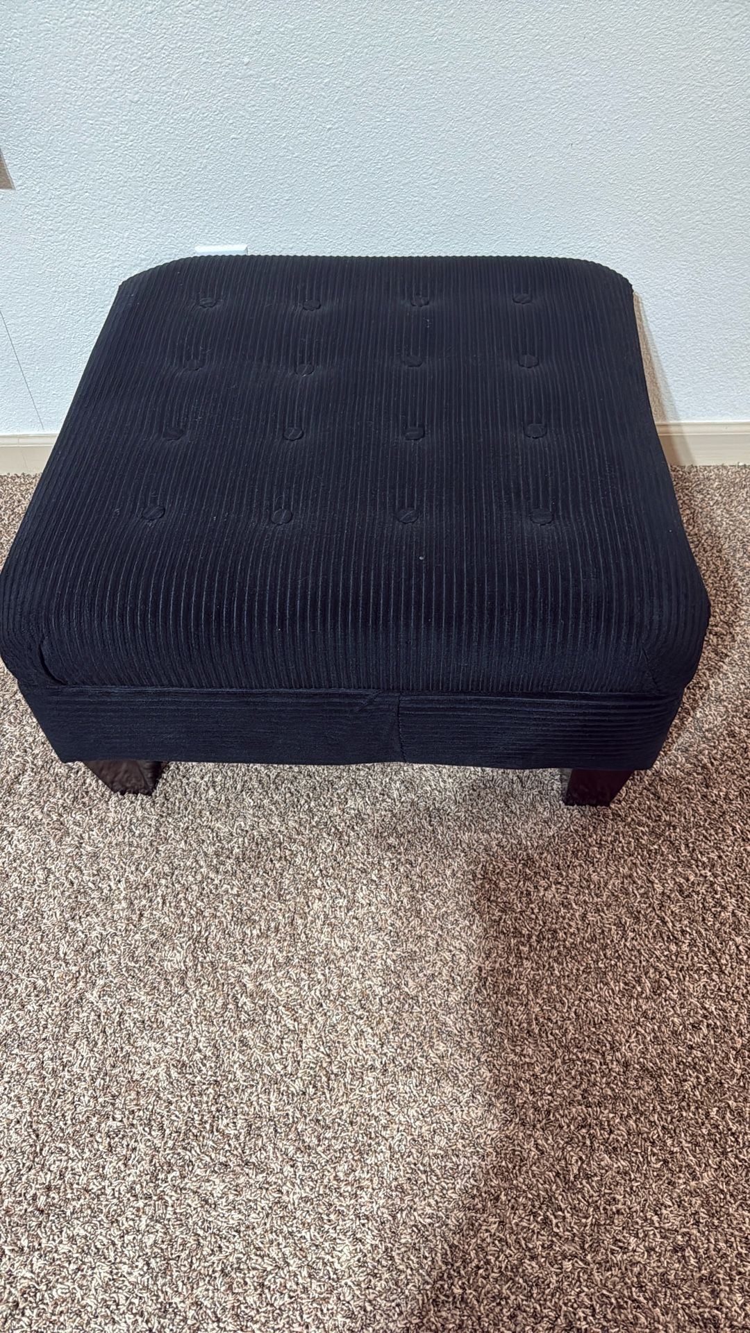 Ottoman Black Corduroy