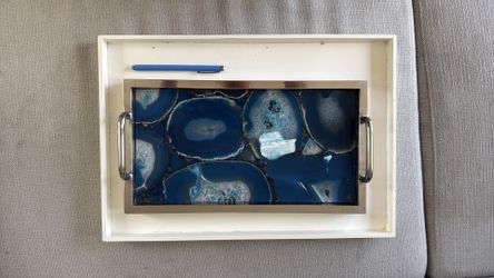Small blue agate rock serving tray