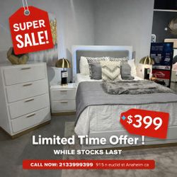 wood queen led panel bed white  