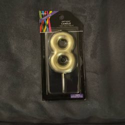 Gold Number 8 Birthday Candle Party Decoration