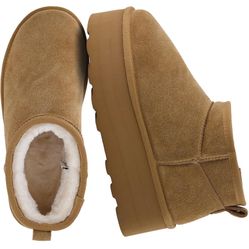 CUSHIONAIRE Hippy Women’s Platform Ankle Boots – Genuine Suede, Faux Fur Lining, Cozy Winter Slip-On Design, Comfortable Footwear with Wide Widths Ava
