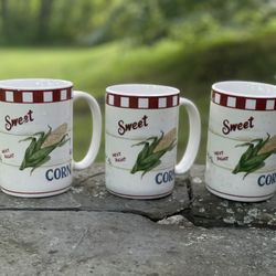 Home Trends, (3)Farm Fresh Pattern Mug: Corn Design 16 oz. New
