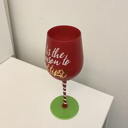 Christmas Wine Glass “tis the season to get tipsy” •360 ml, 9” tall •Frosted surface outside & Glossy inside the glass •Gift Idea