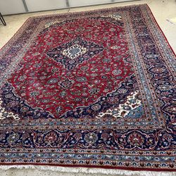9 X 12 Red Kashan Hand Knotted Persian Rug 