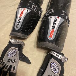 Kids MX Motorcross Shin Guards & Gloves - Kids size large