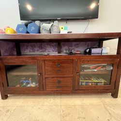 Solid Wood TV Console with Storage