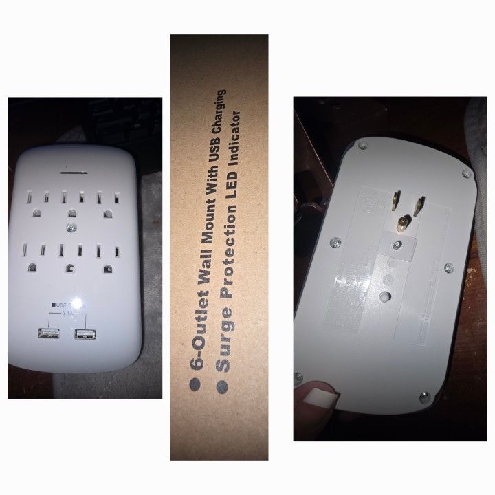 🆕️ NEW 6 OUTLET WALL MOUNT WITH USB CHARGING