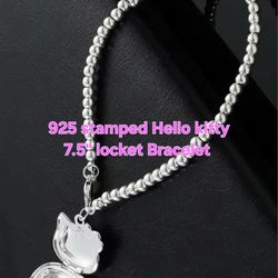 925 Stamped Hello Kitty Cat Locket Bracelet Matching Necklace Sold Separately SHIPPING AVAILABLE 