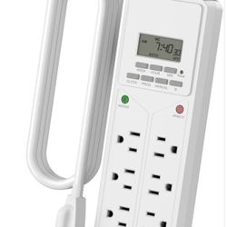 BN-LINK 8 Outlet Surge Protector with 7-Day Digital Timer (4 Outlets Timed, 4 Outlets Always On) - White