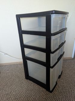 32"H Plastic storage 4 drawer compartment IRIS container shelves Rubbermaid Sterilite hdx side table dresser ultra light office supplies kids