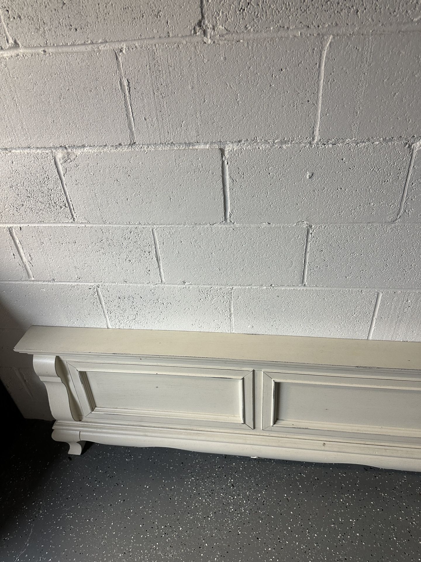 cream wooden full size bed frame